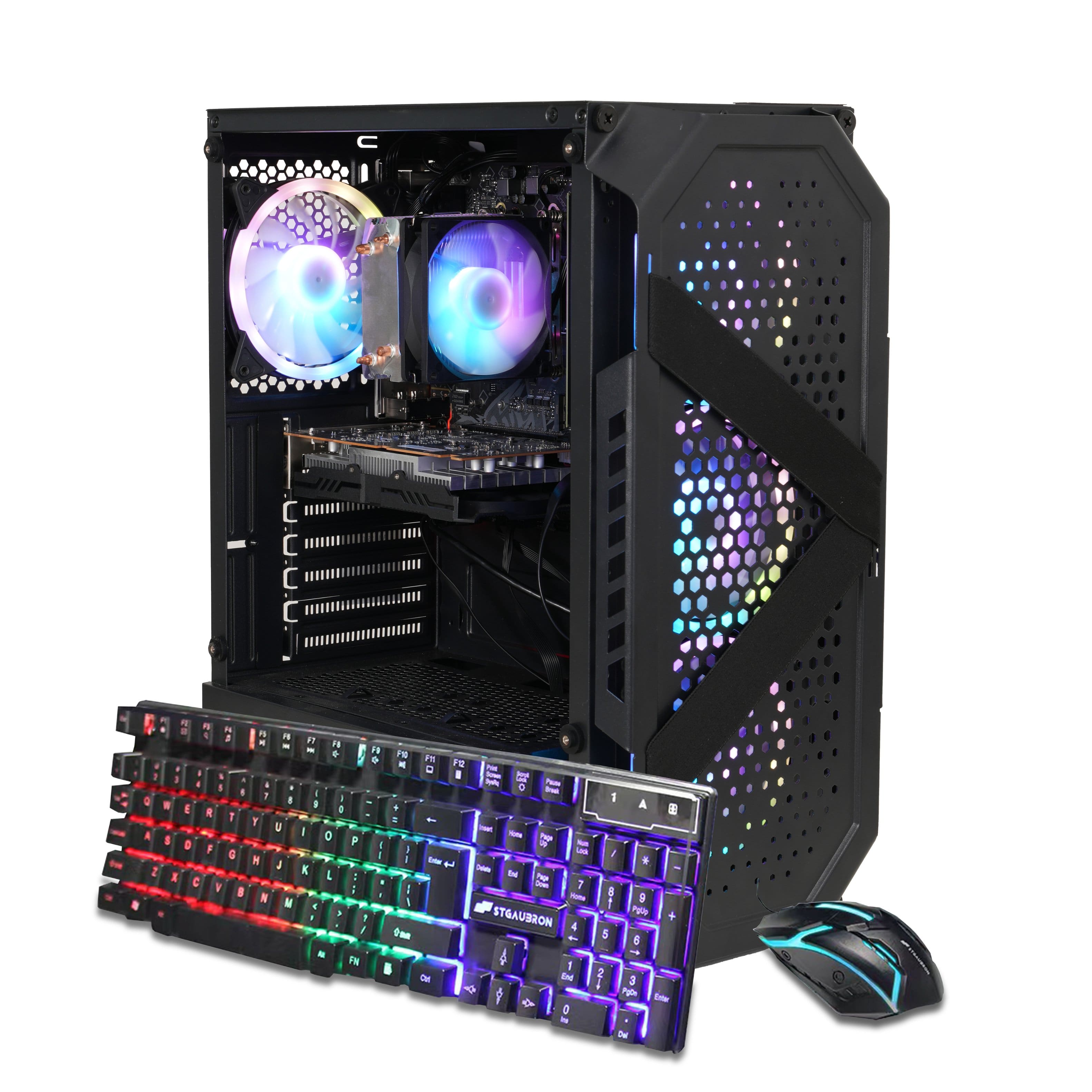 STGAubron - Gaming Desktop PC, AMD Ryzen 5 5500 up to 4.2Ghz, Radeon RX 6500 4G Graphics, 16GB DDR4 RAM, 512GB SSD, WIN11H - Black