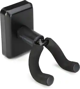Gator Frameworks - Wall-Mounted Ukulele and Mandolin Hanger with Padded Yoke and Decorative Mounting Plate - Black