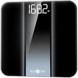 RunStar - Digital Bathroom Scale for Body Weight with High Precision, Clear LED Backlight Display - Silver