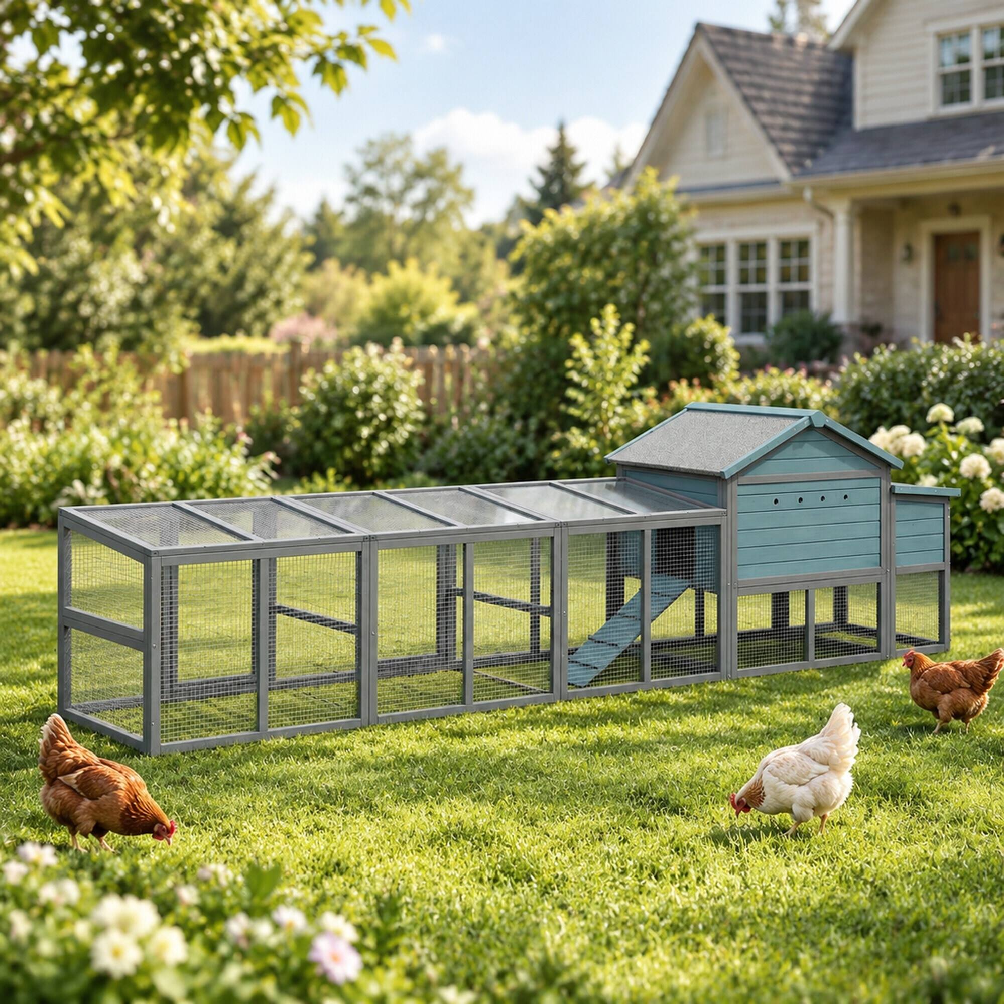 RYHNUYNE 141 in Wooden Chicken Coop, 21.2 sq ft Outdoor Hen House ...