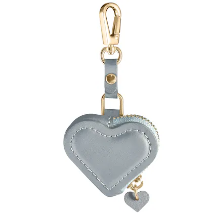 Front. Posh Tech - Heart Bag Charm for Airtag® - Blue.
