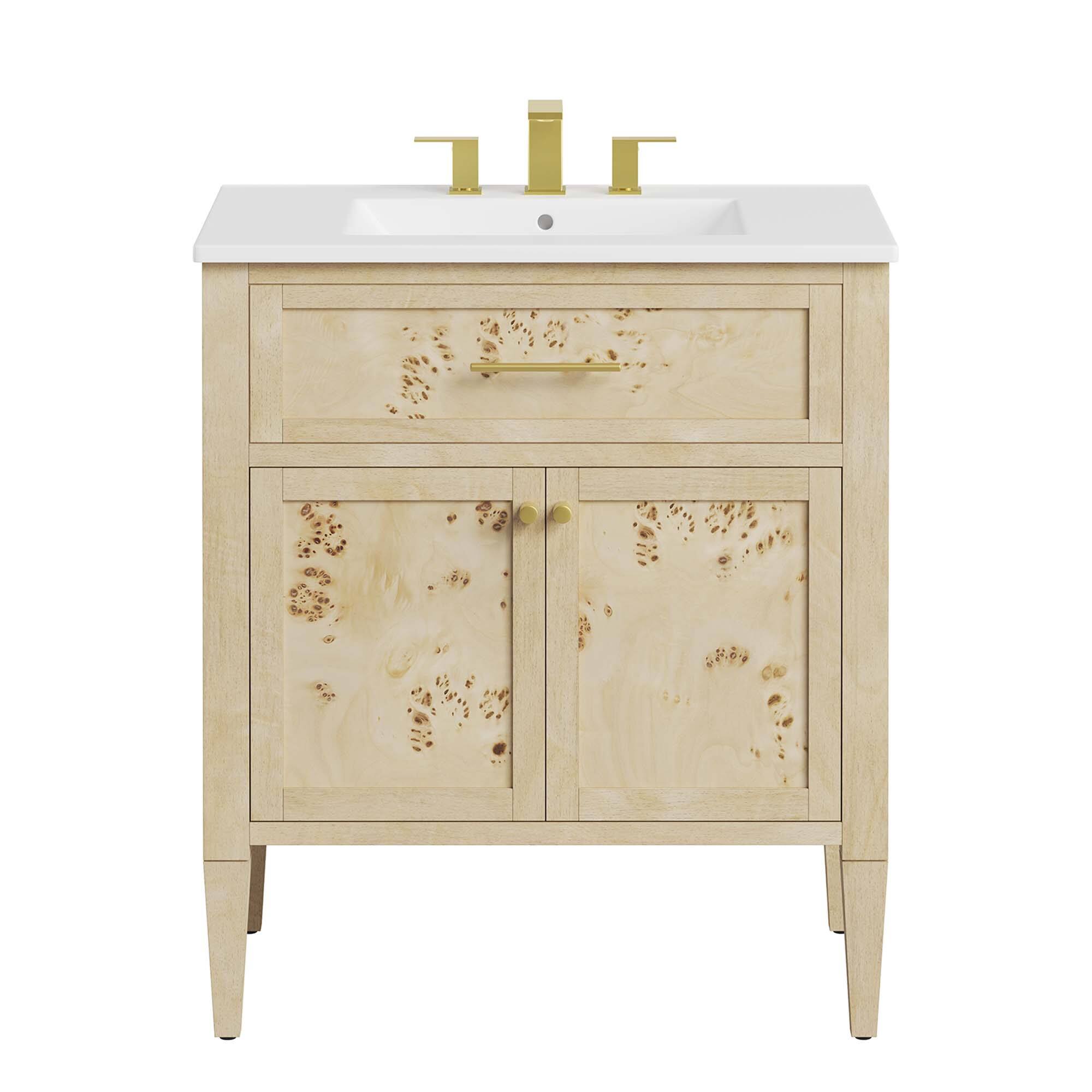 Alt View 4. Modway - Elysian Bathroom Vanity Basin Included by Modway - White Burl.