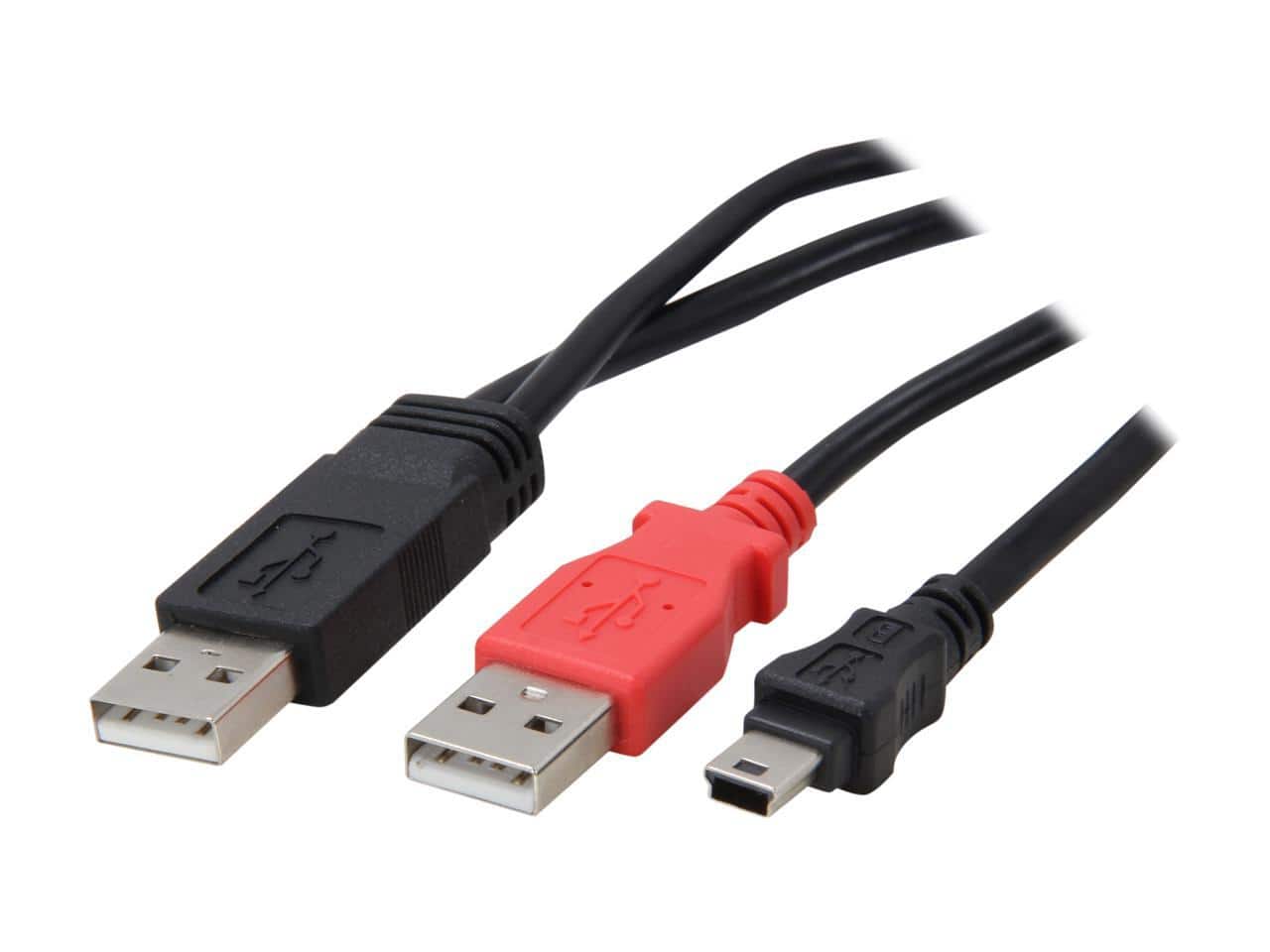 StarTech.com - USB2HABMY6 Black & Red USB Y Cable for External Hard Drive - USB A to mini B