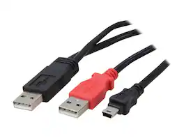 StarTech.com - USB2HABMY6 Black & Red USB Y Cable for External Hard Drive - USB A to mini B
