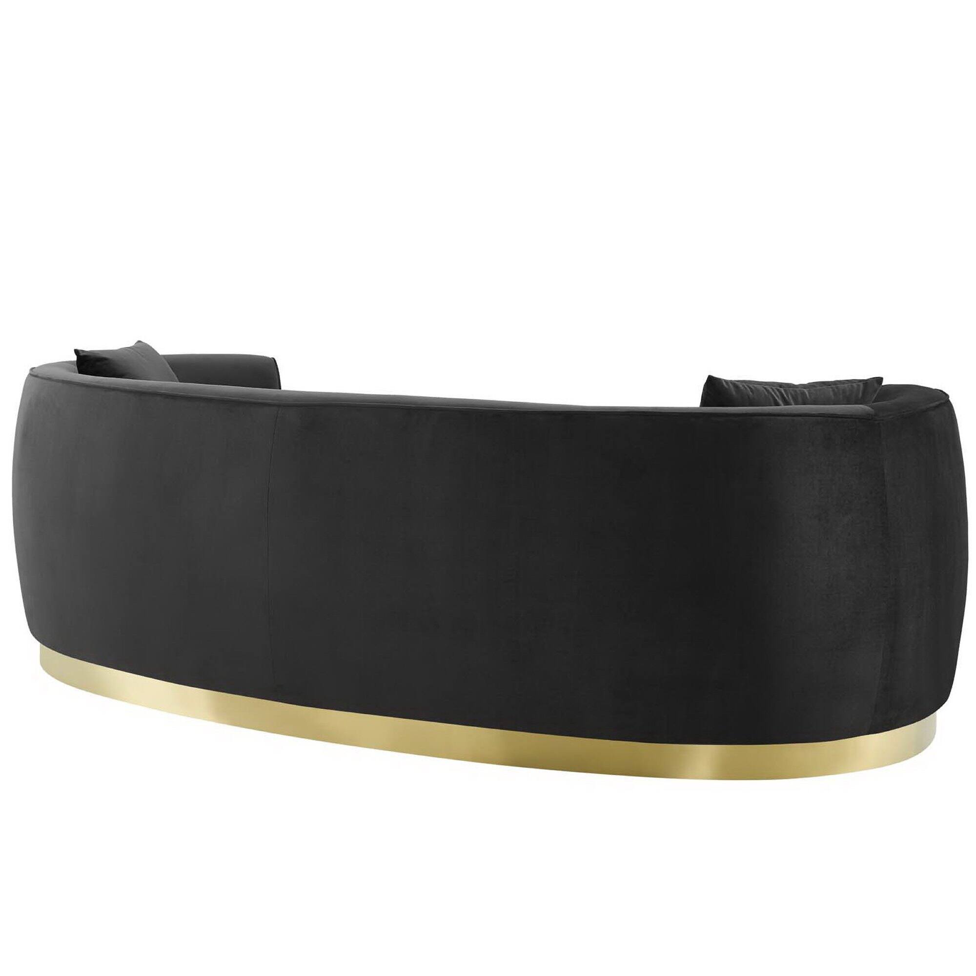 Back. Modway - Resolute Curved Performance Velvet Sofa by Modway - Black.