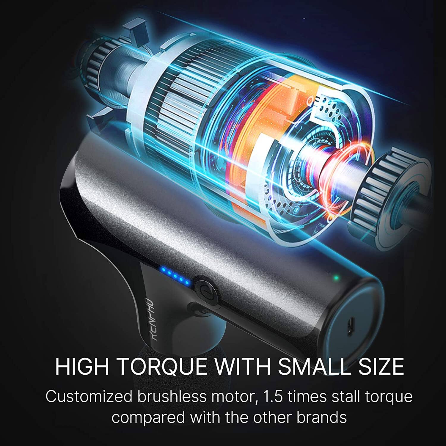 HIGH TORQUE WITH SMALL SIZE  
Customized brushless motor, 1.5 times stall torque compared with the other brands
