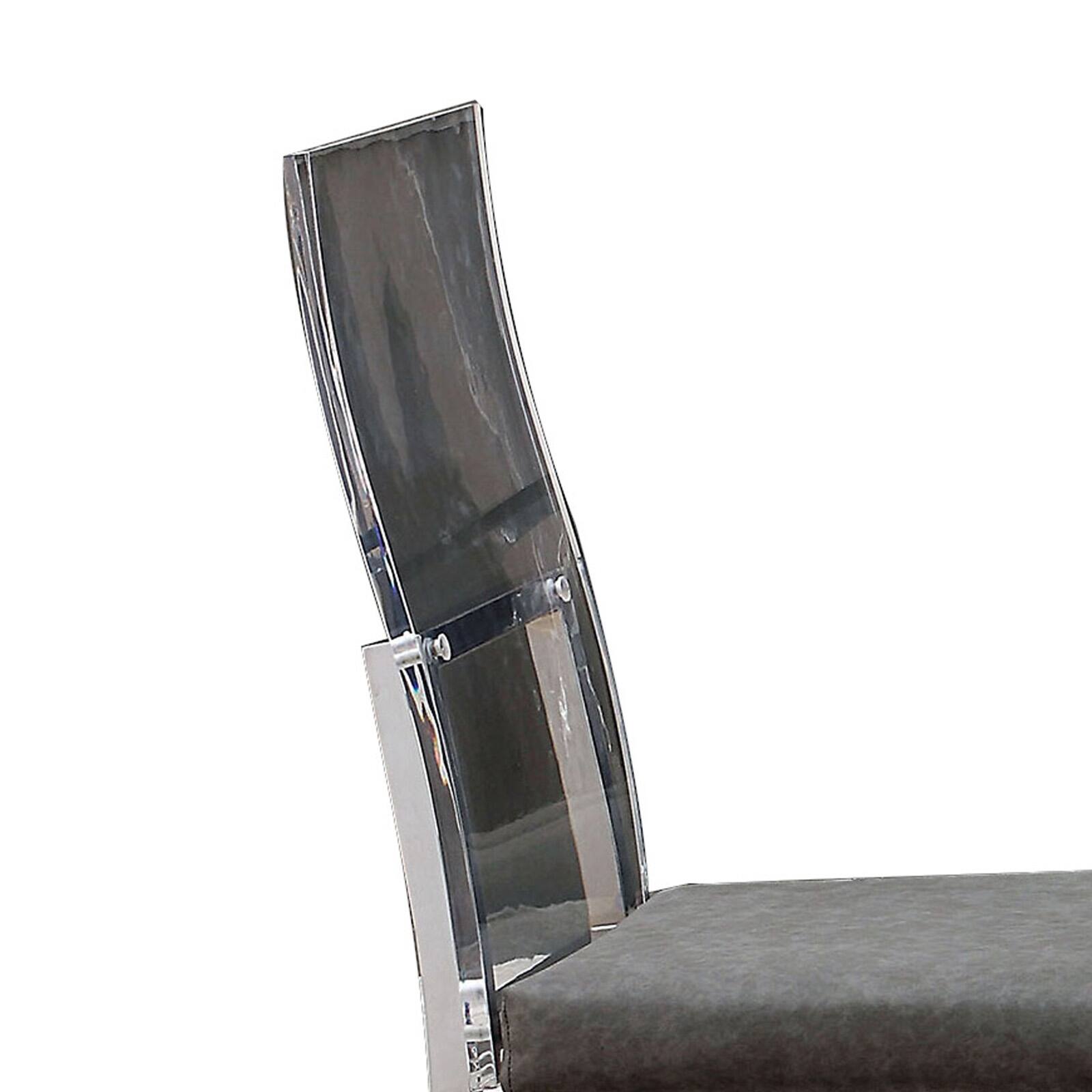 Alt View 3. Manhattan Lane - Metal Dining Side Chair with Acrylic Backing, Set of 2 - Silver and Gray.
