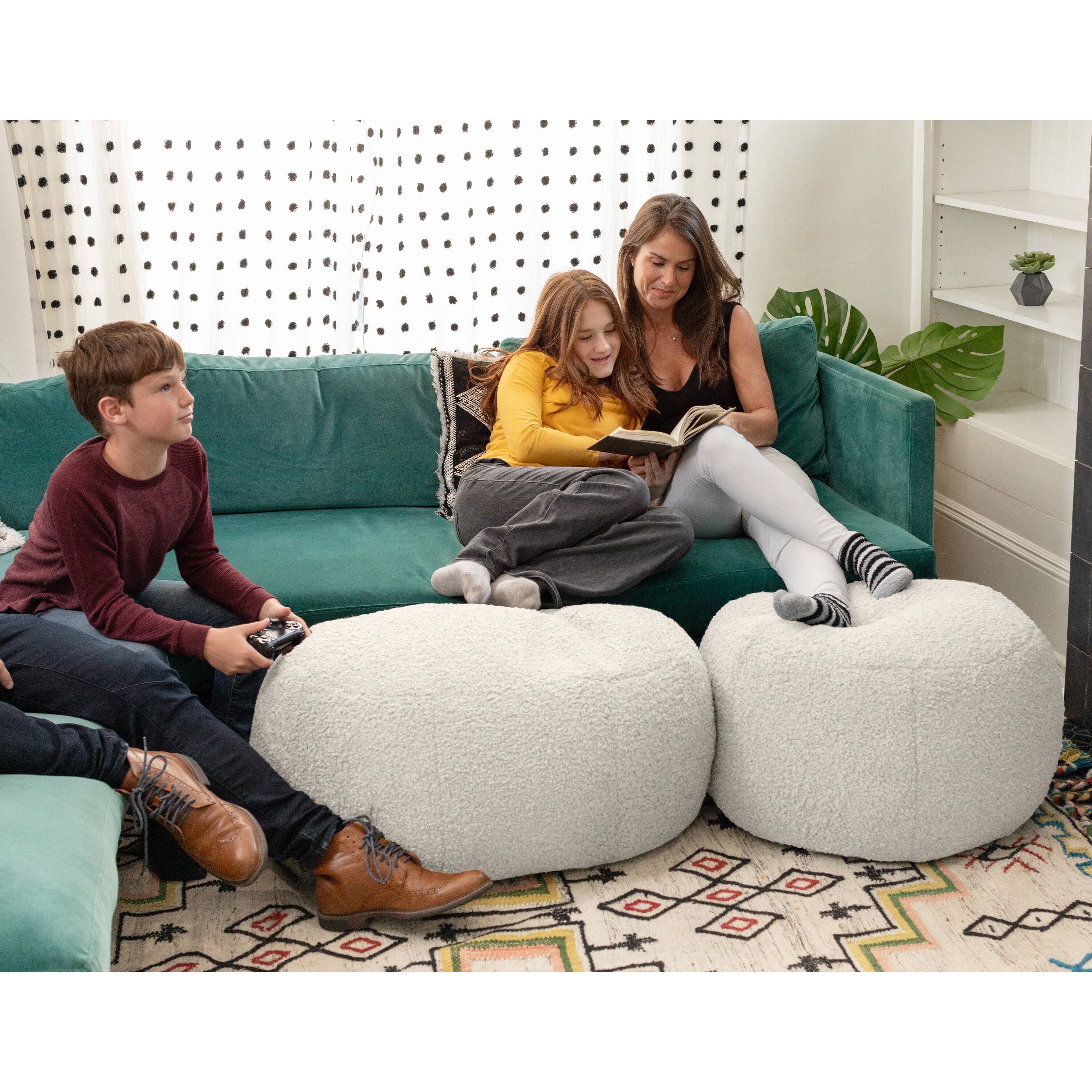 Alt View 1. Jaxx - Jaxx Ellis Ottoman Shearling Faux-Lamb Plush Pouf for Modern Interior Design, Large, Cloud - Cloud.