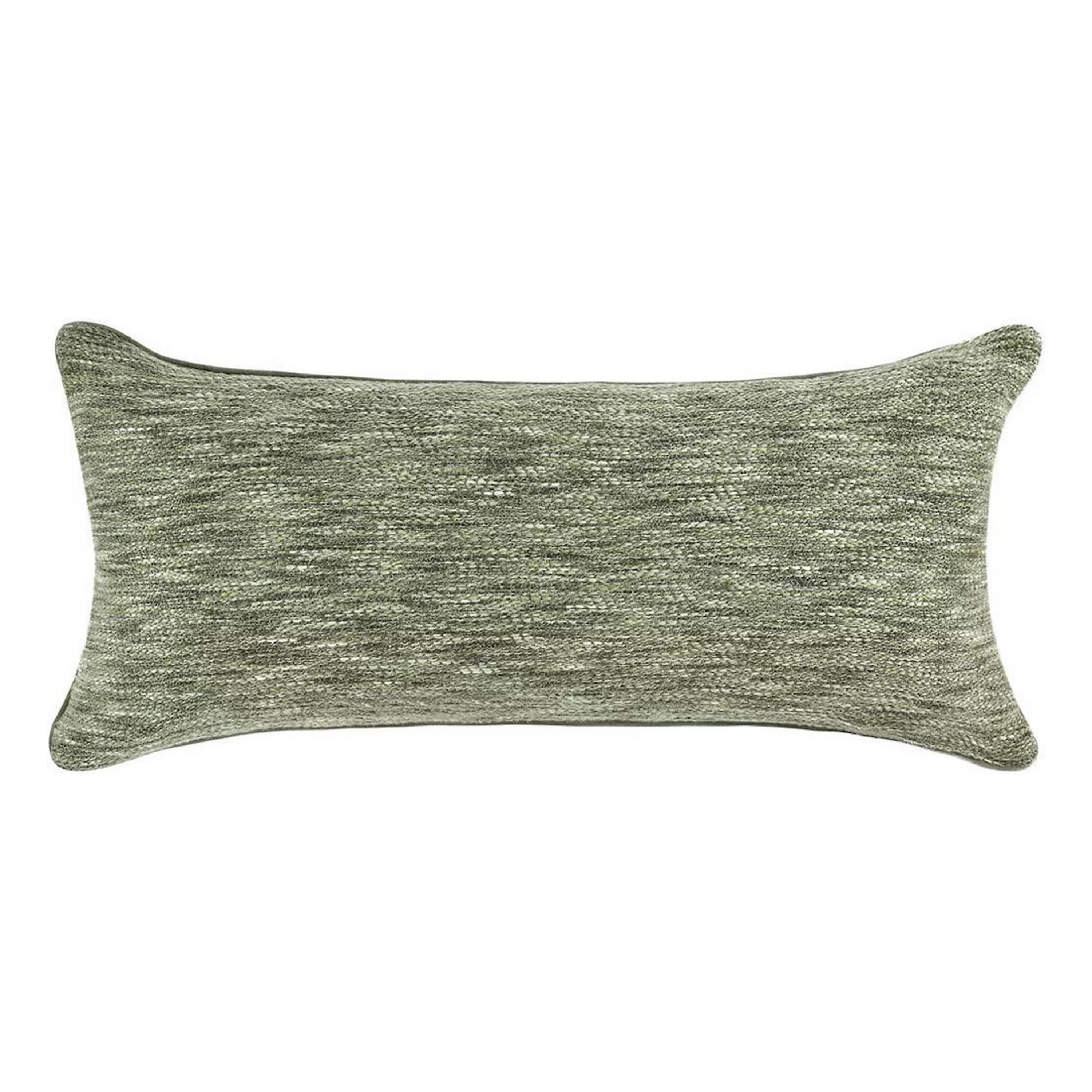Front. Manhattan Lane - Sam Lumbar Accent Throw Pillow, 14x26 Cedar  Cotton Blend Texture - Cedar Green.
