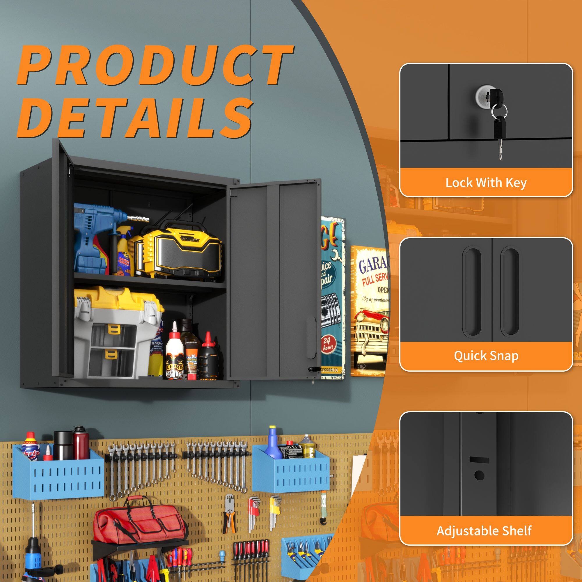 PRODUCT DETAILS

- Lock With Key
- Quick Snap
- Adjustable Shelf