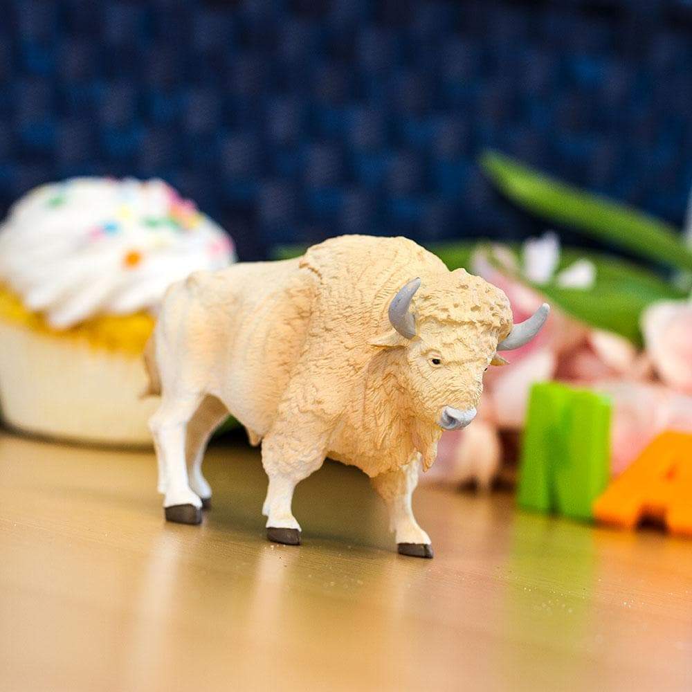 Angle. Safari Ltd. - White Buffalo Toy Figurine.