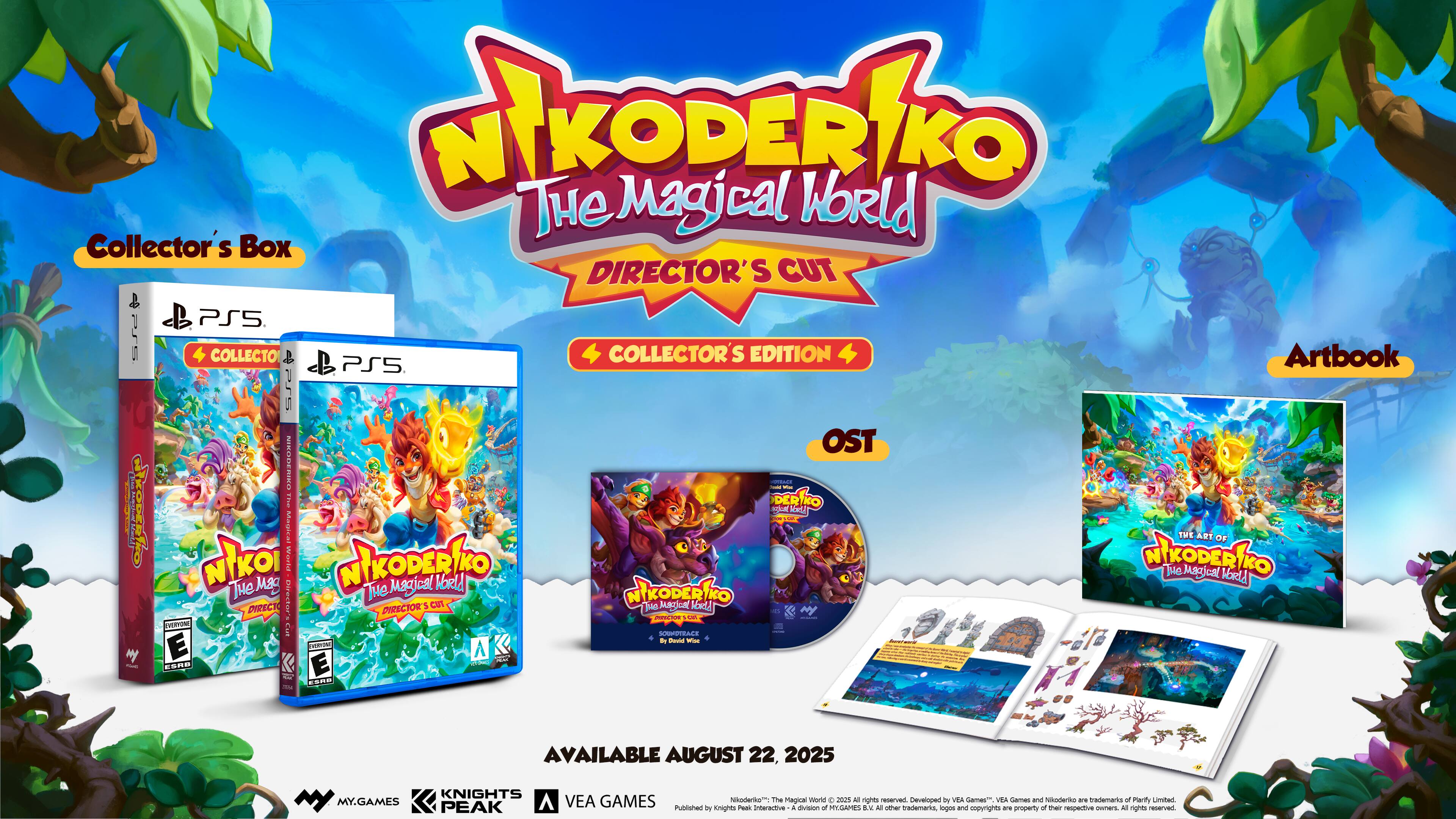 NIKODERIKO The Magical World Collector's Box DIRECTOR'S CUT PS1 I 4 COLLECTOR'S EDITION Artbook PS1 Jars OST NIKODERIA - i DERTRO atu od T HKODERTIO Magical 19t ART OF NIKODERIKO - The Magical World Collector's Edition - $49.99 - Available August 22, 2025 - Knights of Game - NIKODERIKO - The Magical World + Artbook - All rights reserved - Developed by VIA Games - Published by Knights of Game - Other marks and copyrights are property of their respective owners.
