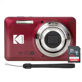 Kodak - PIXPRO FZ55 16MP Digital Camera, SanDisk 32GB SDHC Ultra 100MB/s - Red