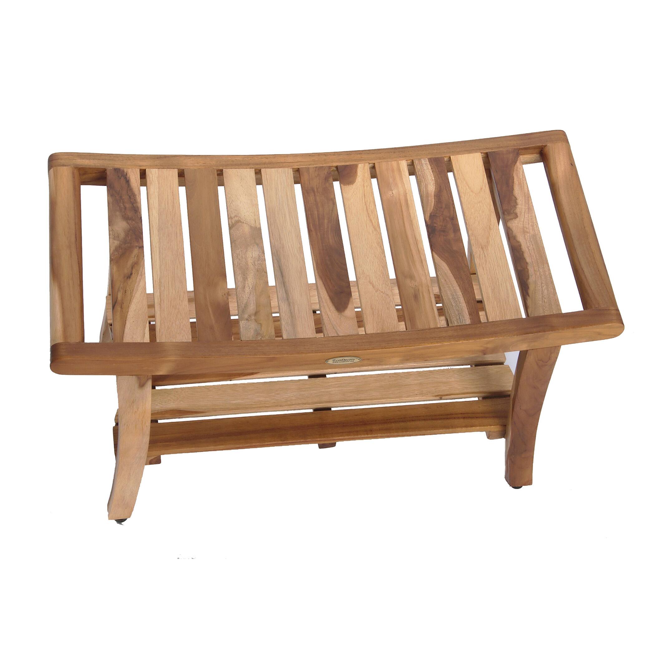 Back. EcoDecors - EcoDecors 30 Inch Harmony Natural Color Waterproof Teak Wood Shower Bench - EarthyTeak.