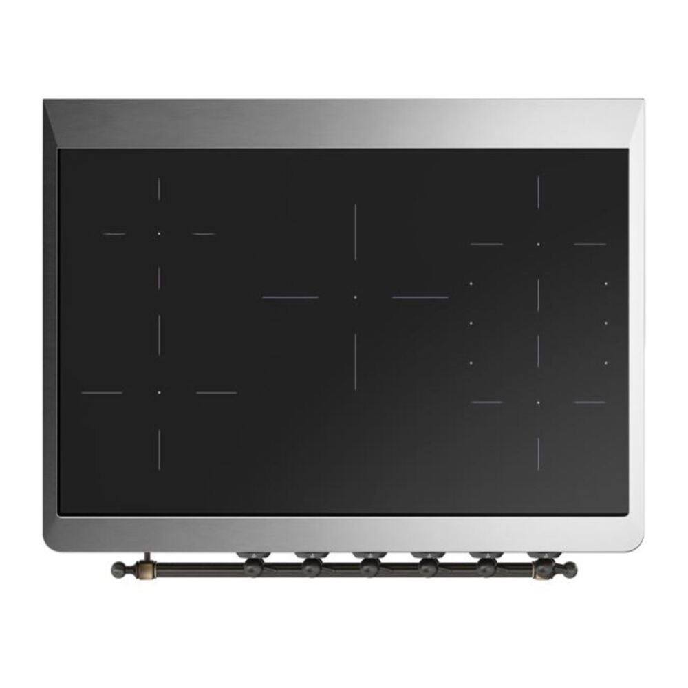 Alt View 6. ILVE - ILVE Majestic II 36 inch Induction Range with 5 Elements (Blue Grey, Burnished Trim) - Blue Grey.