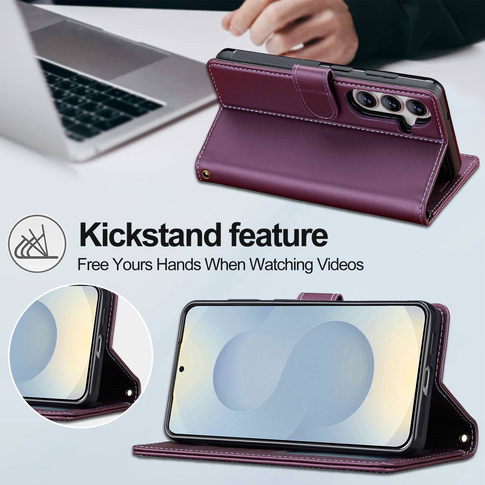 Kickstand feature  
Free Yours Hands When Watching Videos
