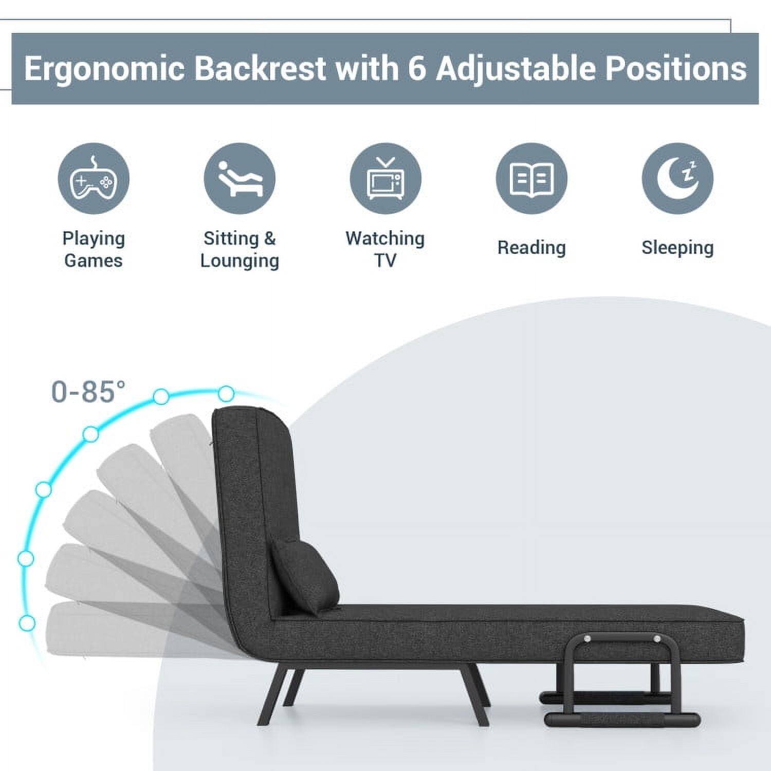 Ergonomic Backrest with 6 Adjustable Positions

- Playing Games
- Sitting & Lounging
- Watching TV
- Reading
- Sleeping

0-85°