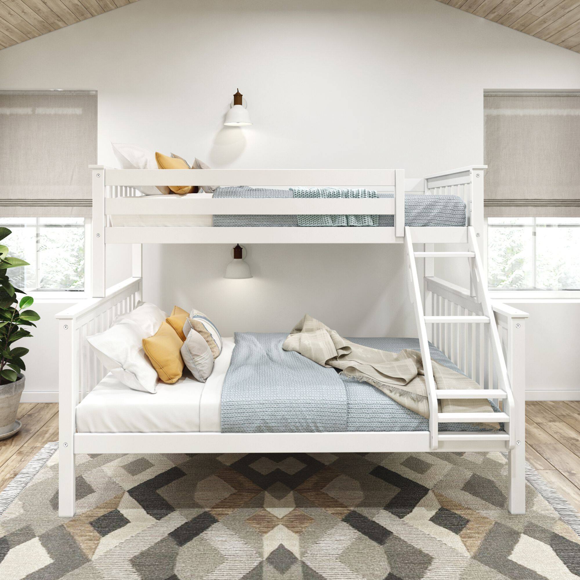 Alt View 1. Plank+Beam - Twin XL over Queen Bunk Bed, White - White.