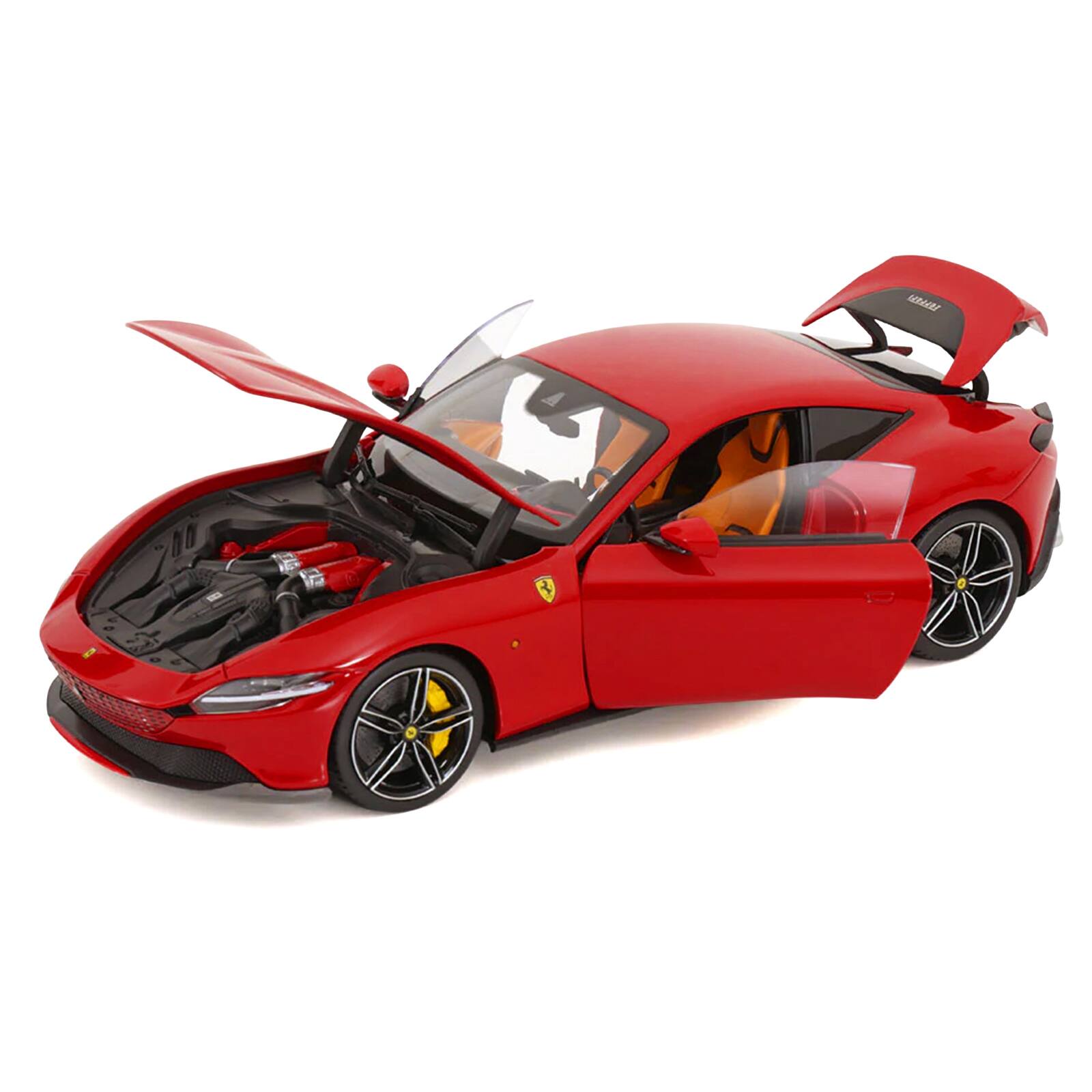 Alt View 2. Polistil - 2019 Ferrari Roma Red with Orange Interior 1/18 Diecast Model Car by Polistil.