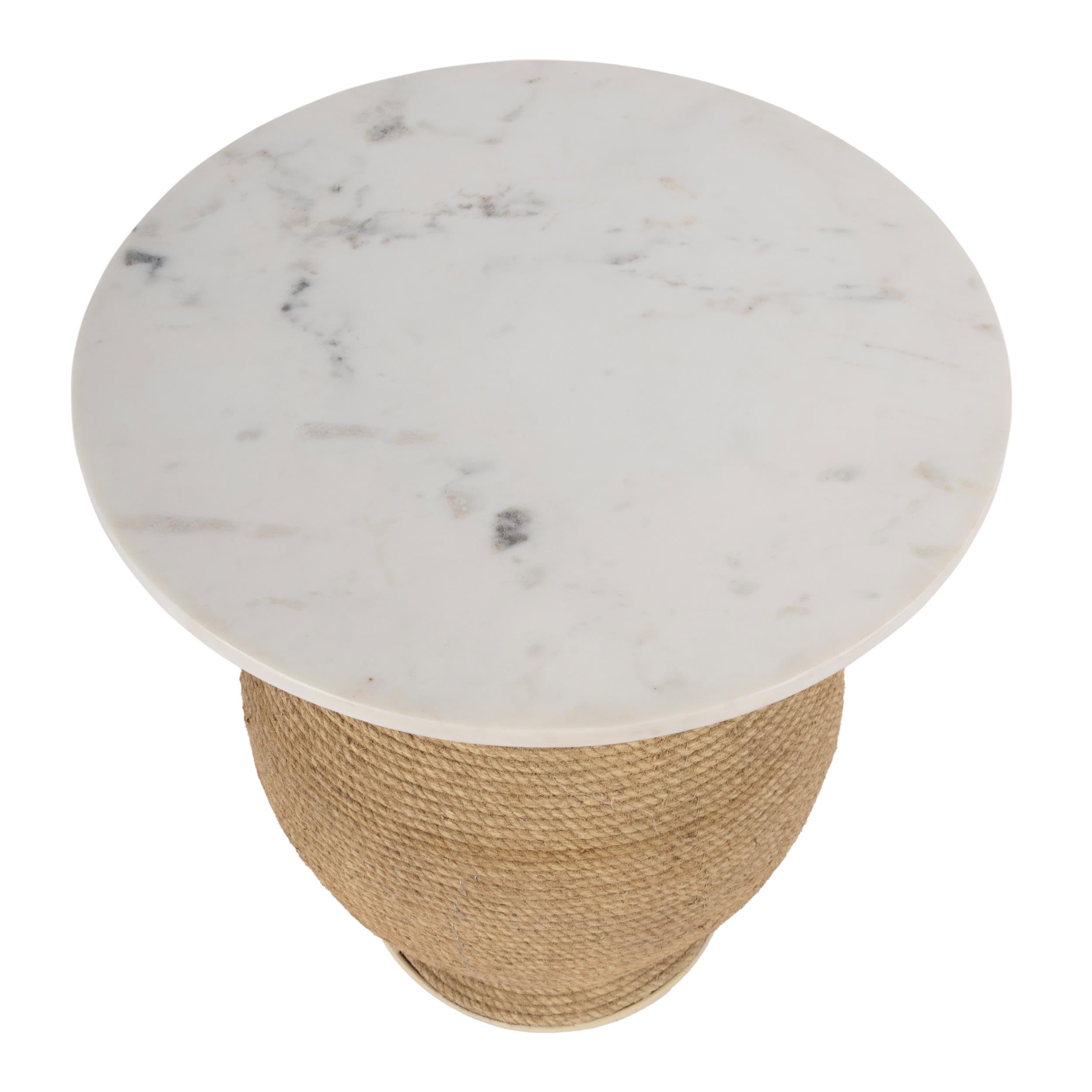 Butler Specialty Shea 19 in. W Round Marble and Rope End Table Natural ...