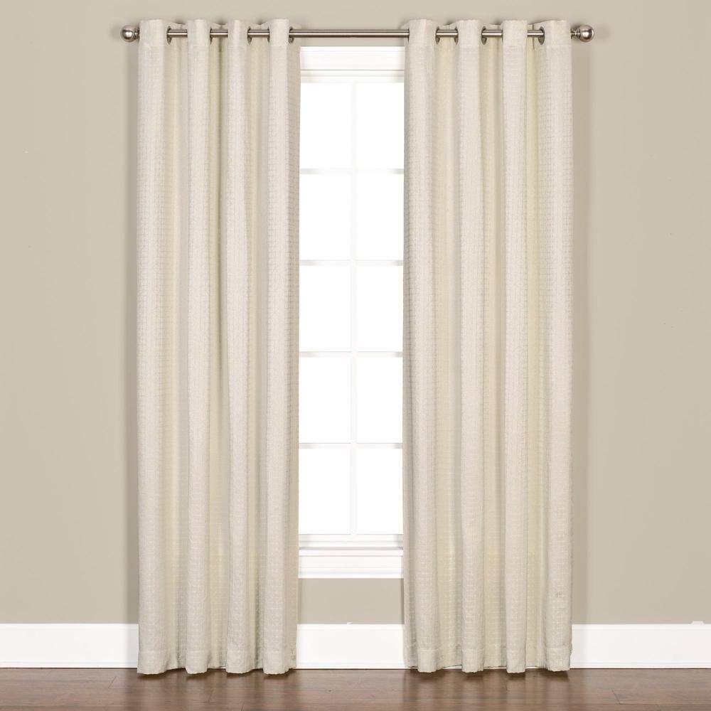 Front. SKL Home - Saturday Knight Ltd Parkland Windowpane Tailored Fabric Panel - 55" x 84" Natural - Natural.