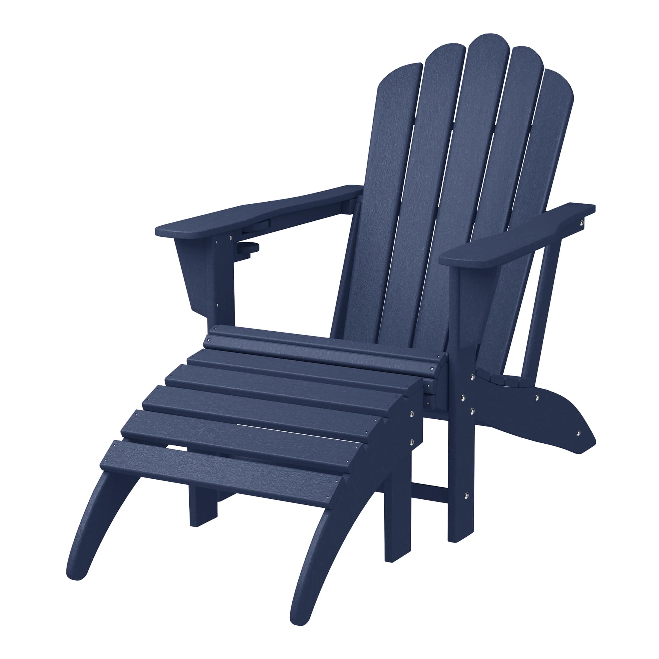 WestinTrends - Highland 2-Piece Outdoor Patio HDPE Adirondack Chair With Ottoman and Cup Holder Set - Navy Blue price history on PriceWatchPro