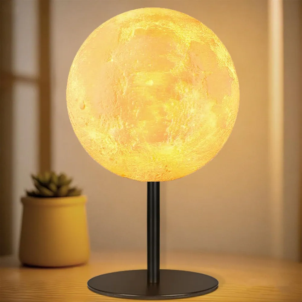 Front. MOSZAR LLC - Moon Table Lamp, 30 Modes Night Light for Bedroom & Desk.