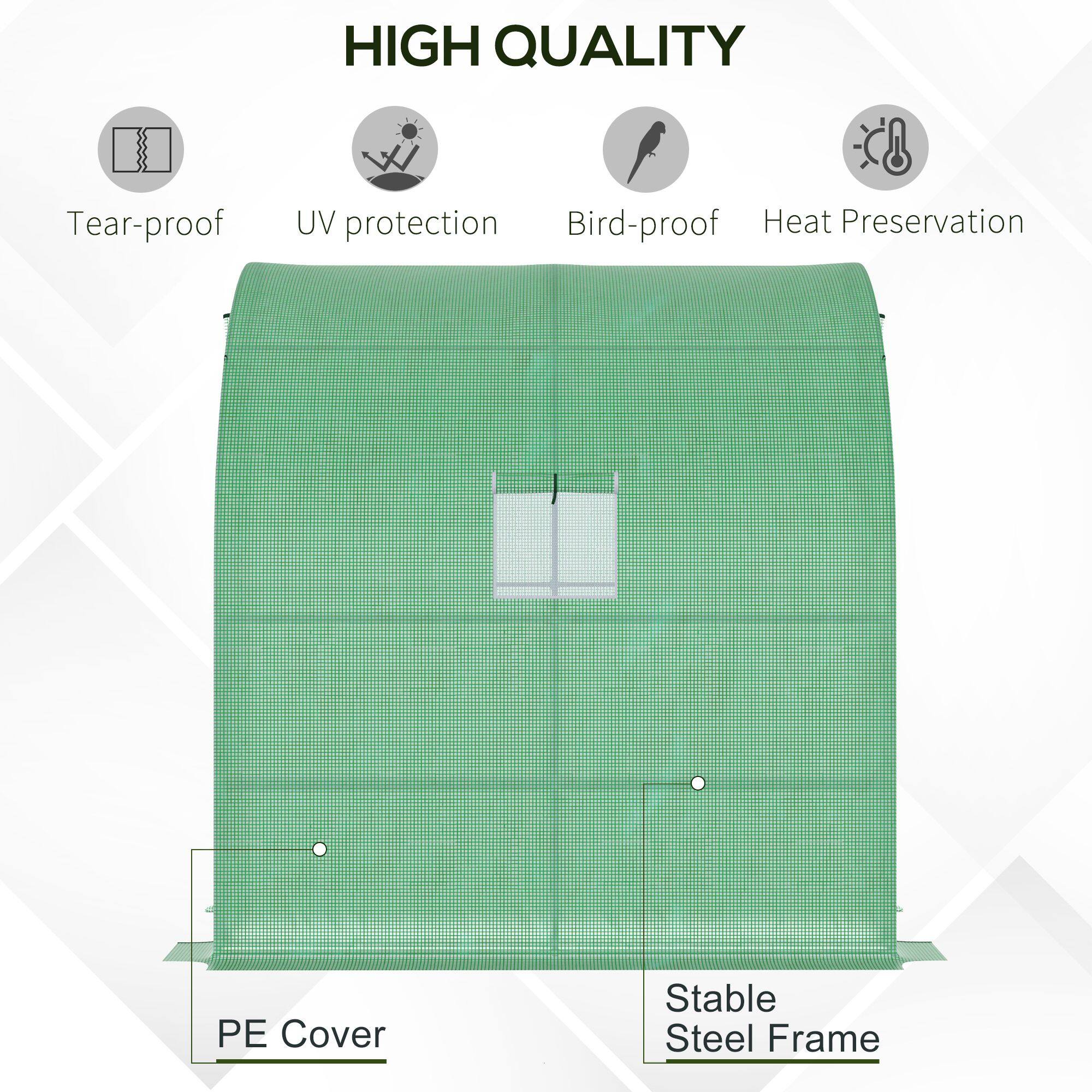 HIGH QUALITY

Tear-proof
UV protection
Bird-proof
Heat Preservation
PE Cover
Stable Steel Frame