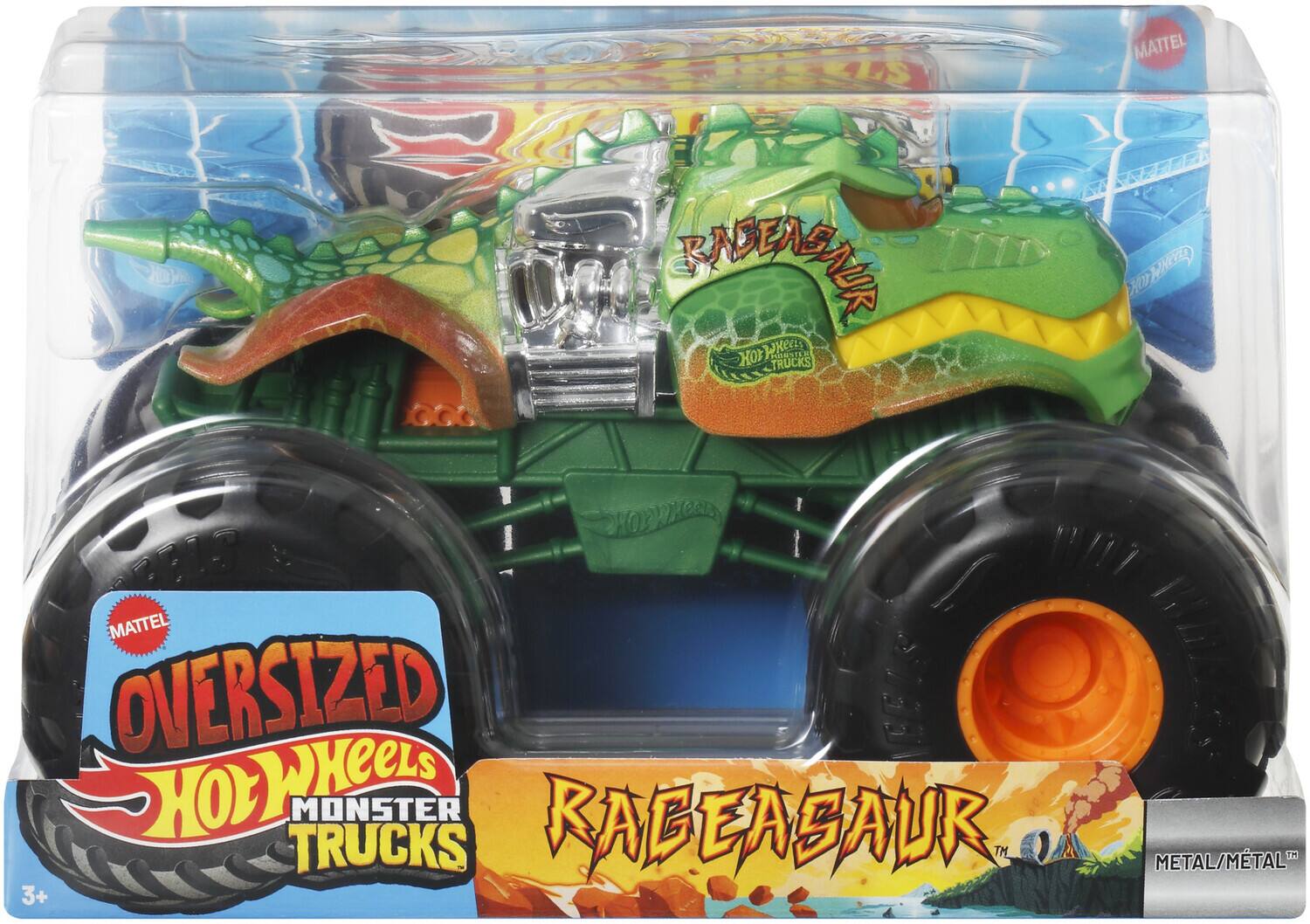 MATTEL  
OVERSIZED HOT WHEELS MONSTER TRUCKS  
RAGEASAUR  
3+  
METAL/MÉTAL