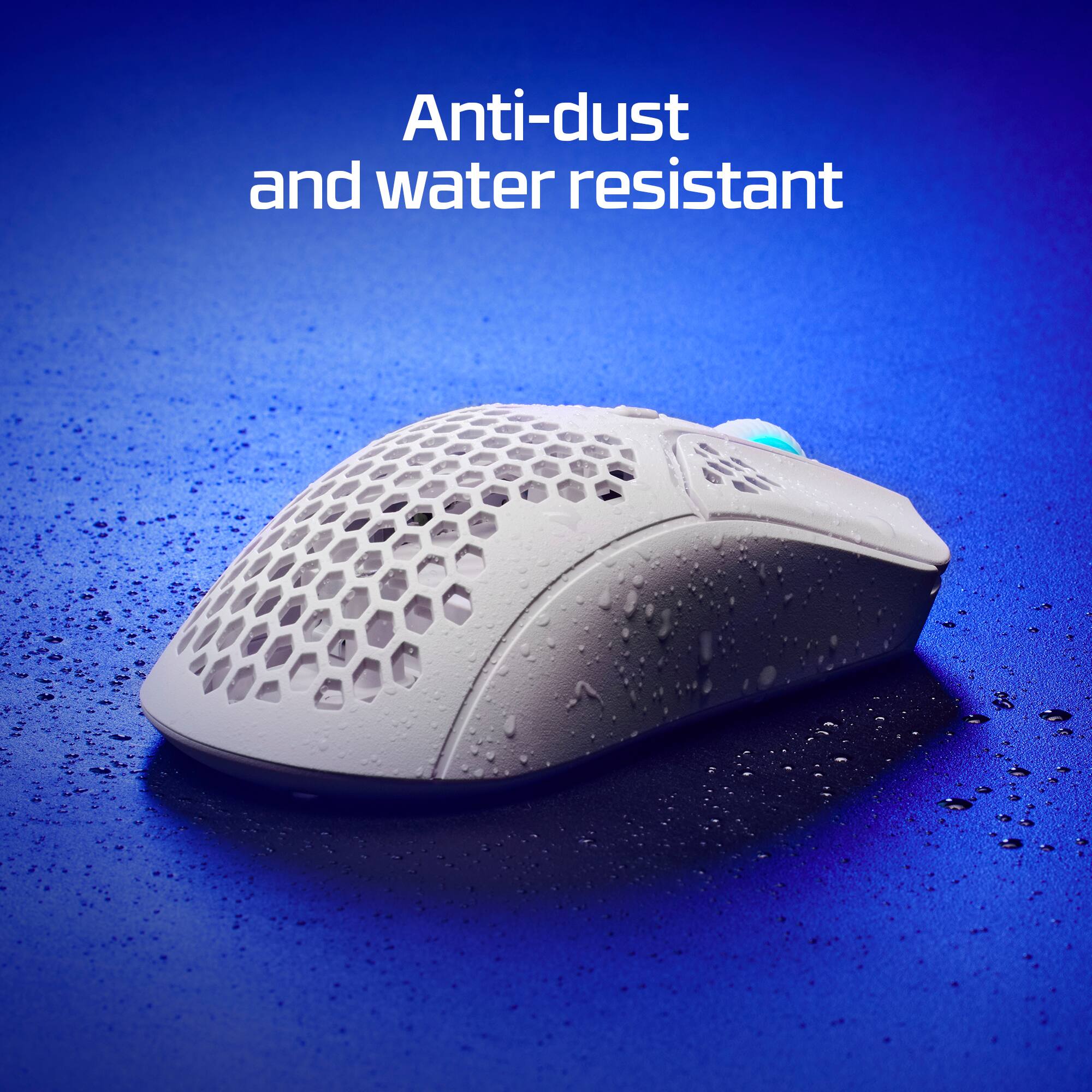 The text on the image reads "Anti-dust and water resistant."