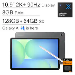 Samsung - Galaxy Tab S10 FE - 10.9" 192GB(128+64 SD Card) - Wi-Fi - Exynos 1580 8-Core Processor - with S-Pen - Gray