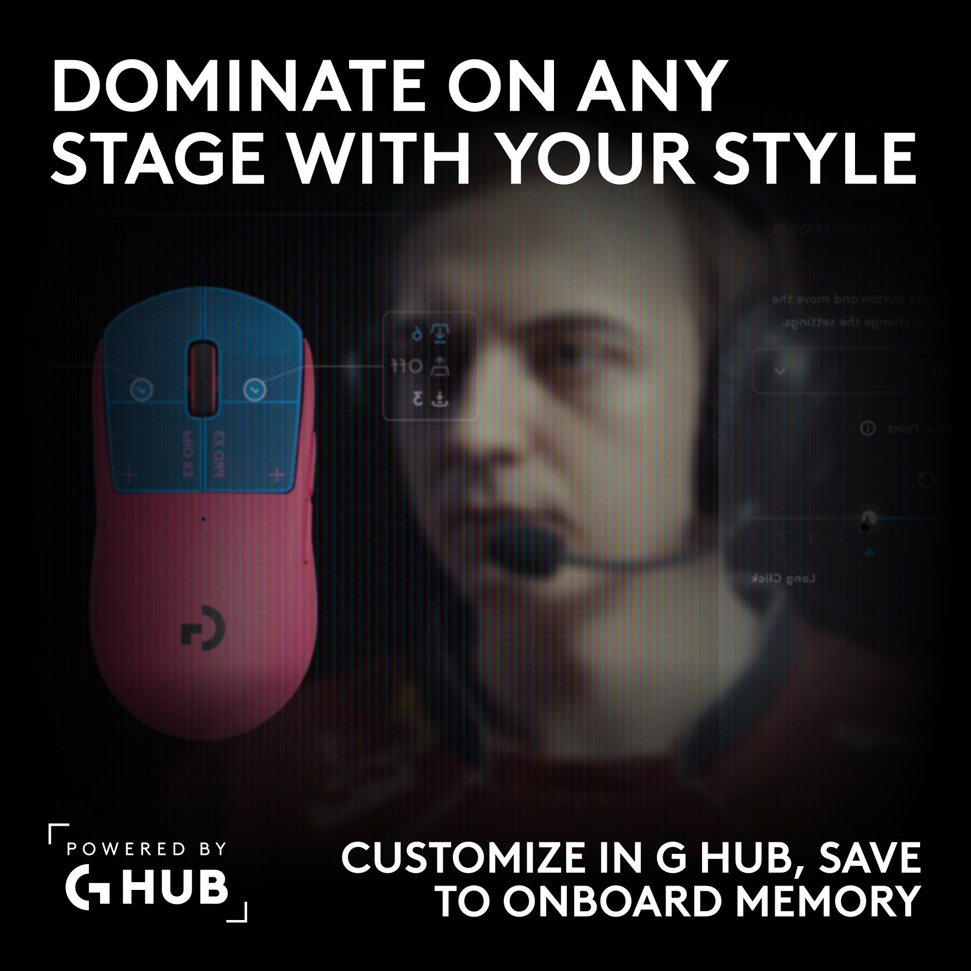 DOMINATE ON ANY STAGE WITH YOUR STYLE

TRIGGER RAPID
the move and button
6
settings. the change
Off
3
Point
Click Long

POWERED BY HUB 
CUSTOMIZE IN G HUB, SAVE TO ONBOARD MEMORY