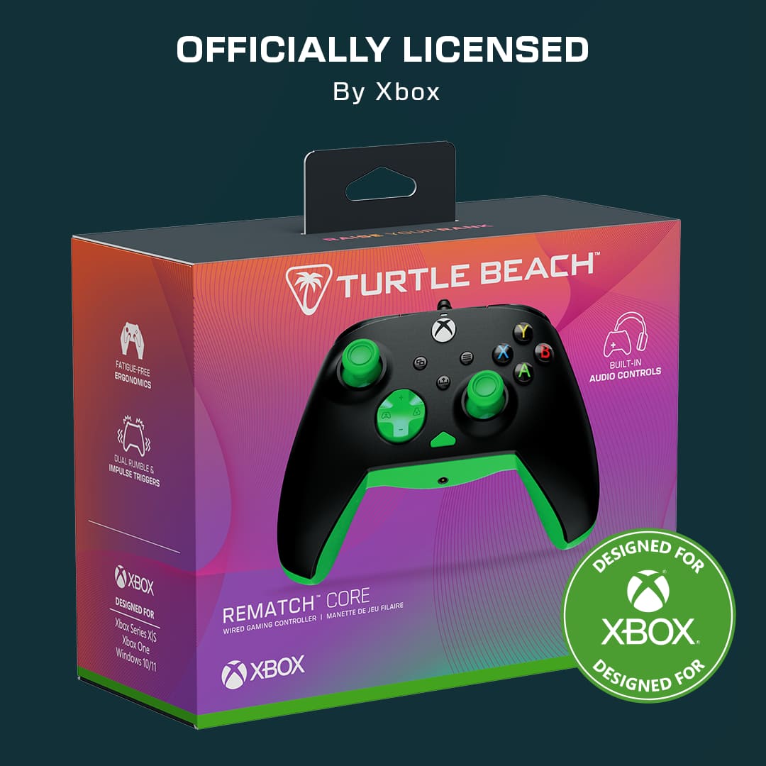 Officially licensed by Xbox, the Turtle Beach Rechargeable Wireless Controller is designed for the Xbox Series X|S and Windows 10. It features a built-in audio system with dual rumble and trigger controls, as well as a wired controller for enhanced performance. The controller is designed for the Xbox and offers a comfortable, ergonomic gaming experience.