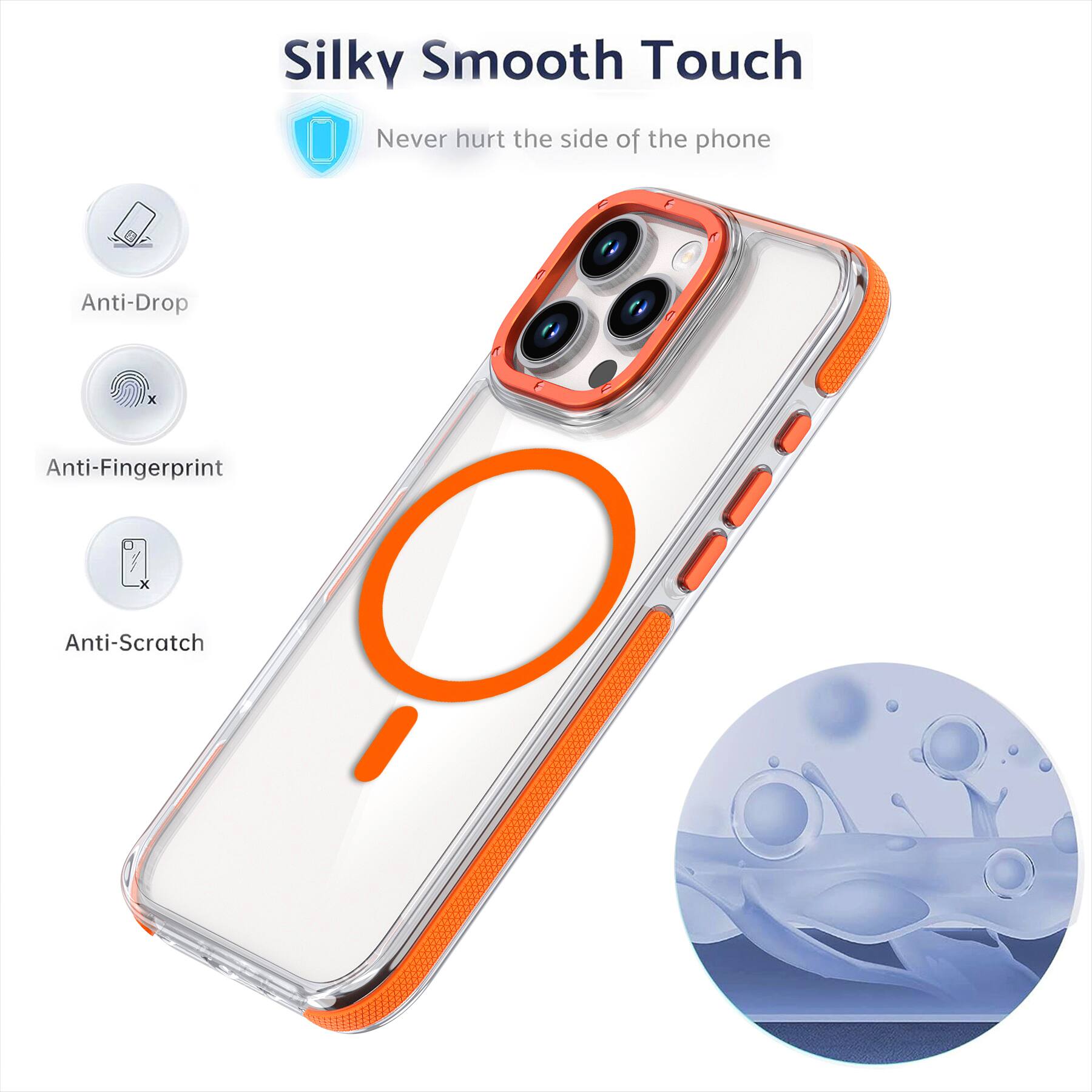 Silky Smooth Touch  
Never hurt the side of the phone  

Anti-Drop  
Anti-Fingerprint  
Anti-Scratch