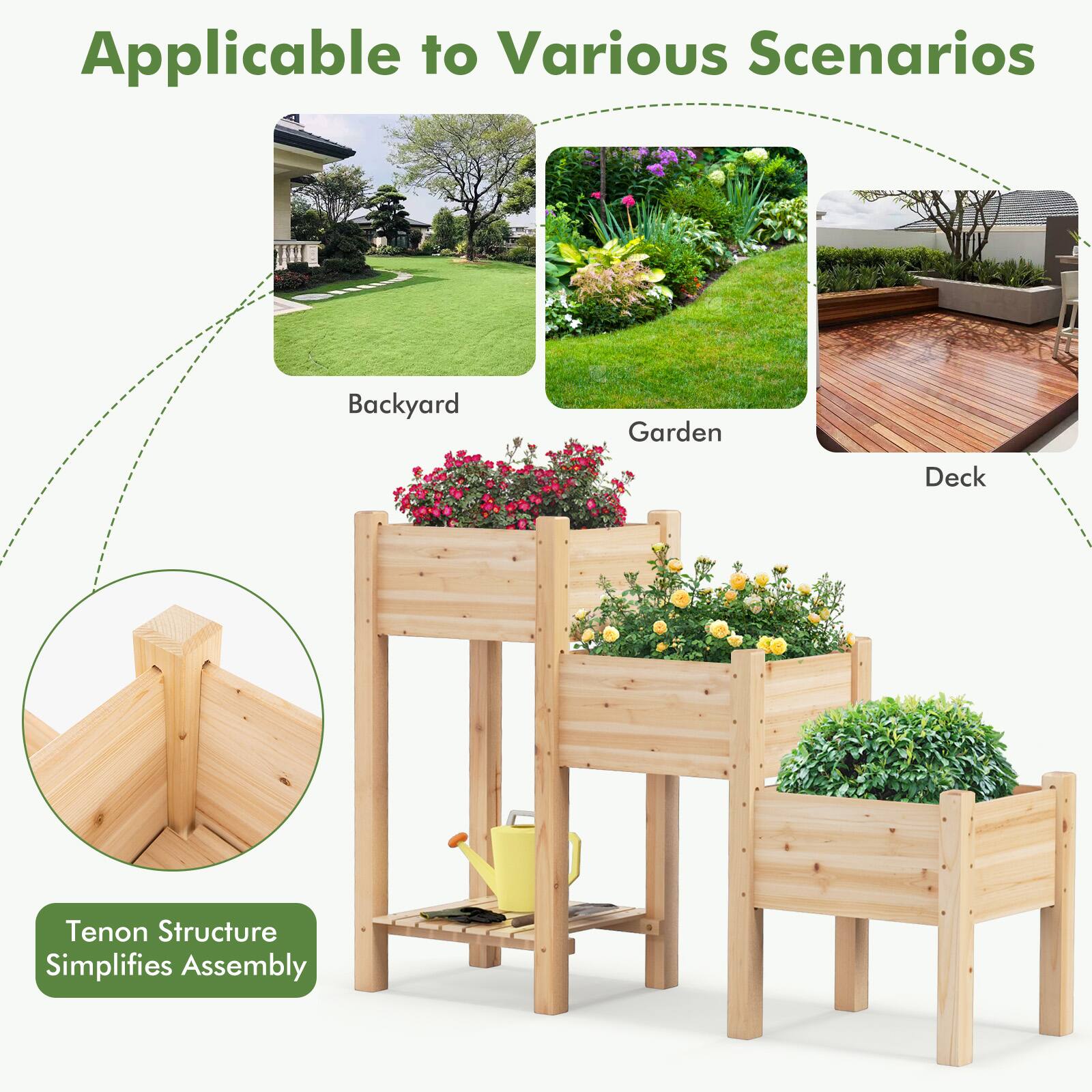 Applicable to Various Scenarios

Backyard  
Garden  
Deck  

Tenon Structure Simplifies Assembly