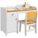Front. Qaba - Kids Desk and Chair Set with Storage - White.