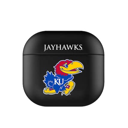 Front. Keyscaper - Kansas Jayhawks Kansas Jayhawks Insignia AirPods 4th Generation Case Cover - No Size - Black.