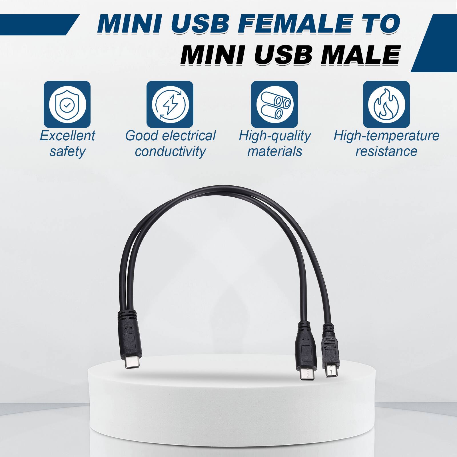 MINI USB FEMALE TO MINI USB MALE

Excellent safety
Good electrical conductivity
High-quality materials
High-temperature resistance