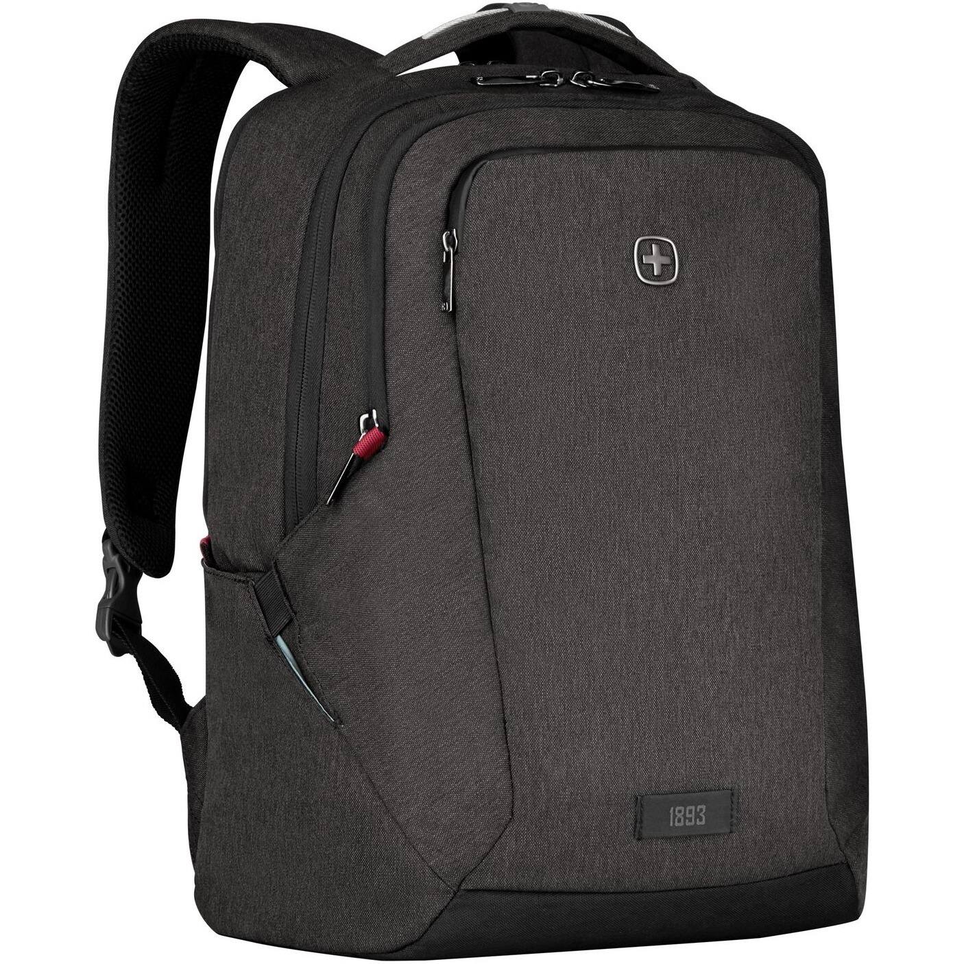 Alt View 7. SwissGear - Wenger MX Professional Carrying Case (Backpack) for 10" to 16" Notebook - Heather Gray - Water Resistant Zipper - Charcoal Gray.
