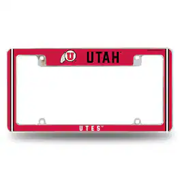 Rico Industries - Utah Utes Chrome Metal License Plate Frame with Full Frame Team Color Graphics - Multi