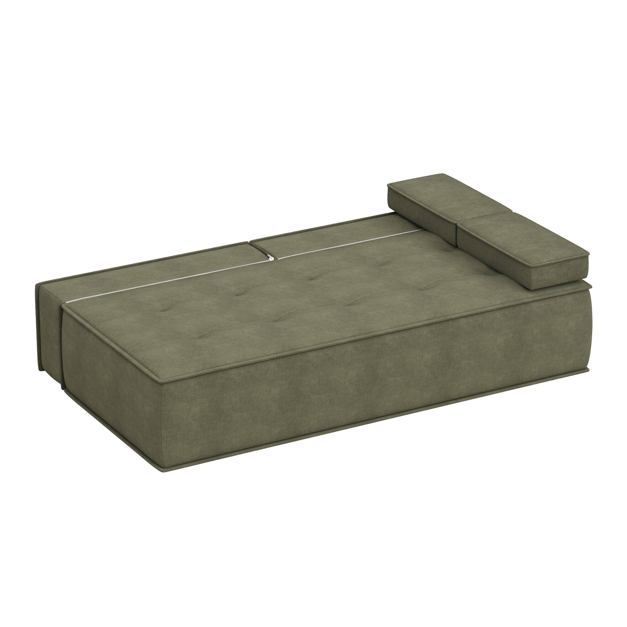 Alt View 5. luck idea - 79" Multi-Functional Fabric Sleeper Sofa, Convertible Couch Bed with Supportive Foam Cushion for Apartment & Studio - Green.