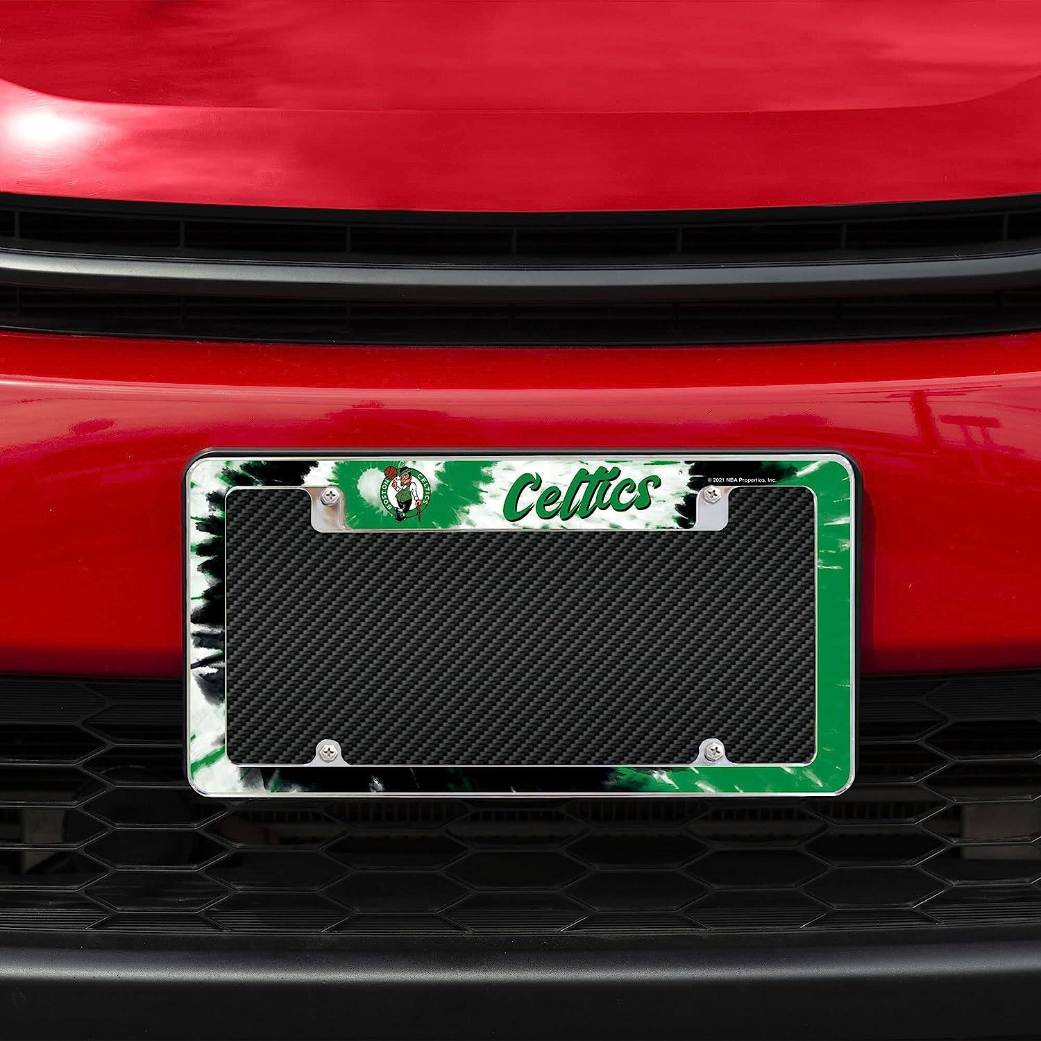 Alt View 1. Rico Industries - Boston Basketball Celtics Chrome Metal License Plate Frame - Tie Dye Design - Multi.