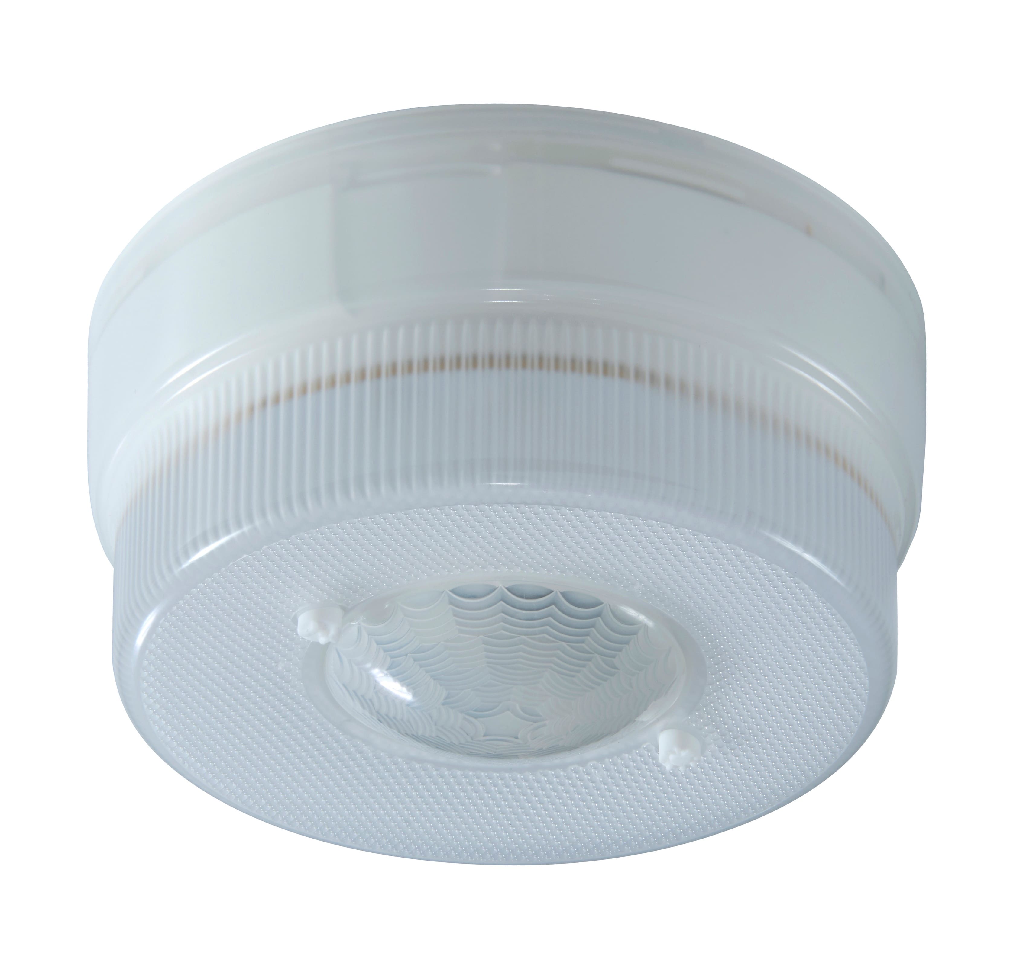 IQ America - IQA Battery Powered Motion Activated Ceiling Light 5in 450 Lumens Indoor Outdoor Eaves Sheds Closets Attic - White
