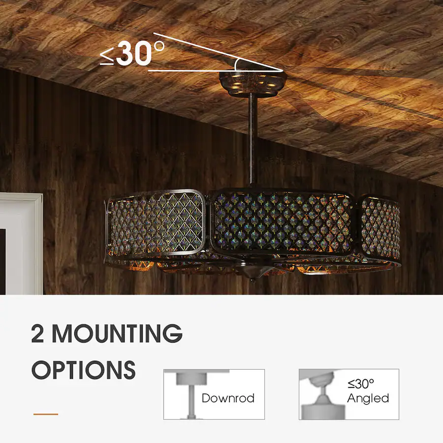 Ceiling Fan Base Gymax 30'' Caged Ceiling Fan With Light Crystal Lampshade 6 Light Bases ...