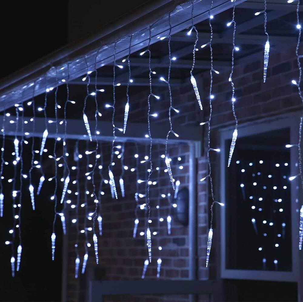 Alt View 2. Schertz - Christmas Icicle Lights 432 LED, 35.4ft, 8 Modes, 72 Drops, Pure White, Indoor & Outdoor Fairy Twinkle Lights - Pure White-with Icicle Pendant.