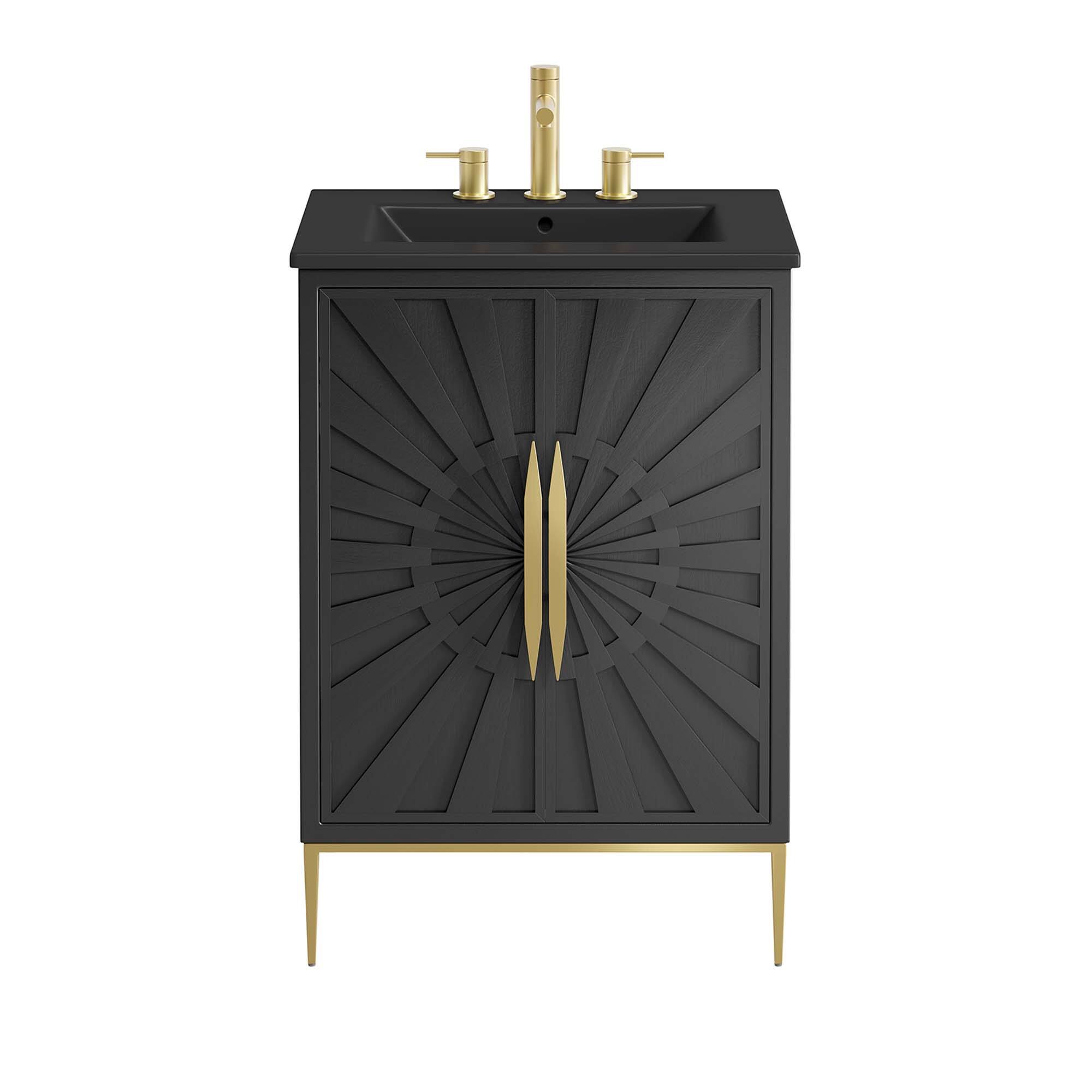 Alt View 4. Modway - Awaken Bathroom Vanity Basin Included by Modway - Black Black.