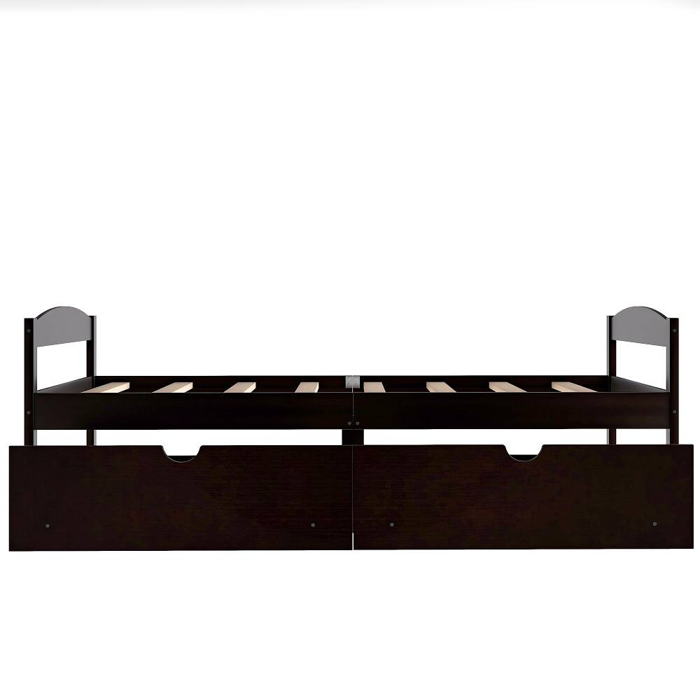 Alt View 9. Loheer - Loheer Twin Platform Bed with Drawers Espresso Wood Frame - Espresso.