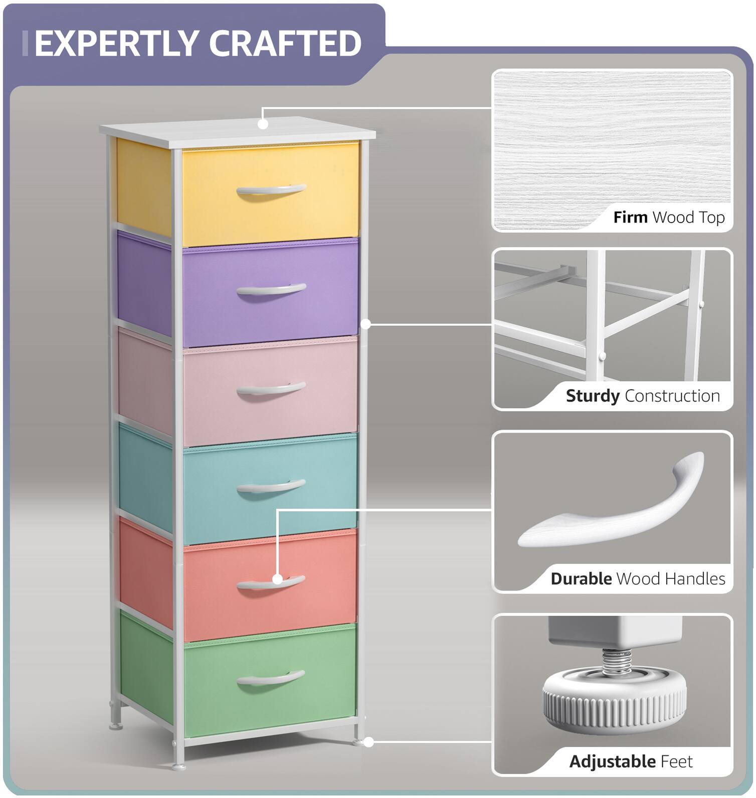 EXPERTLY CRAFTED

- Firm Wood Top
- Sturdy Construction
- Durable Wood Handles
- Adjustable Feet
