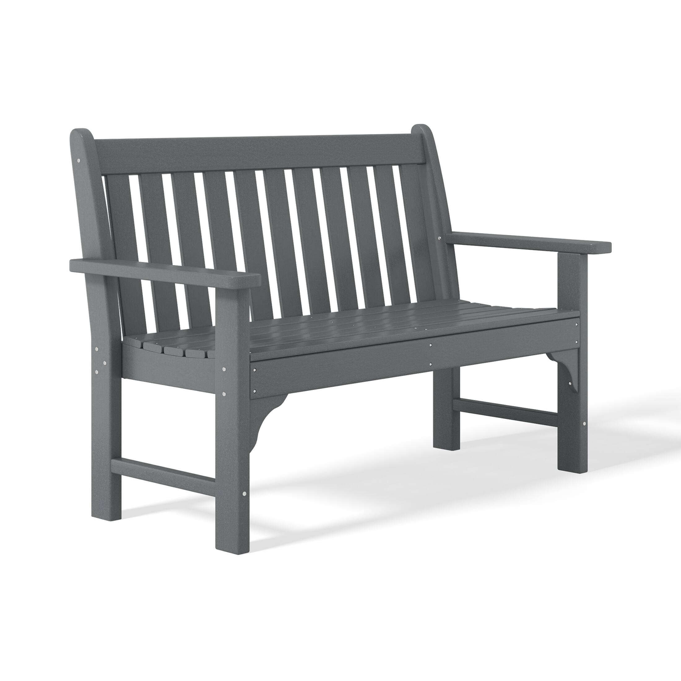 Left. WestinTrends - WestinTrends Malibu Outdoor 2-Person All-Weather HDPE Front Porch Garden Bench - Gray.