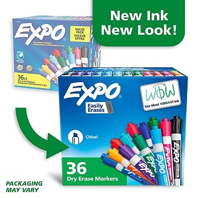 New Ink, New Look!

EXPO
VALUE PACK EXTRA
36ct
Easily Erases
Chisel
36 Dry Erase Markers
WOW
Our Most Vibrant Ink
PACKAGING MAY VARY
